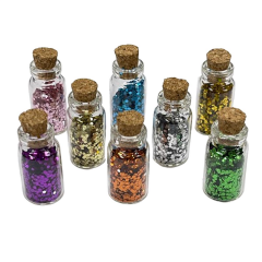 Boncuk Pul Toz Sim (8 adet) - Mantar Tıpalı Minik Cam Şişeli s5075