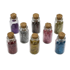 Boncuk Pul Toz Sim (8 adet) - Mantar Tıpalı Minik Cam Şişeli s5075