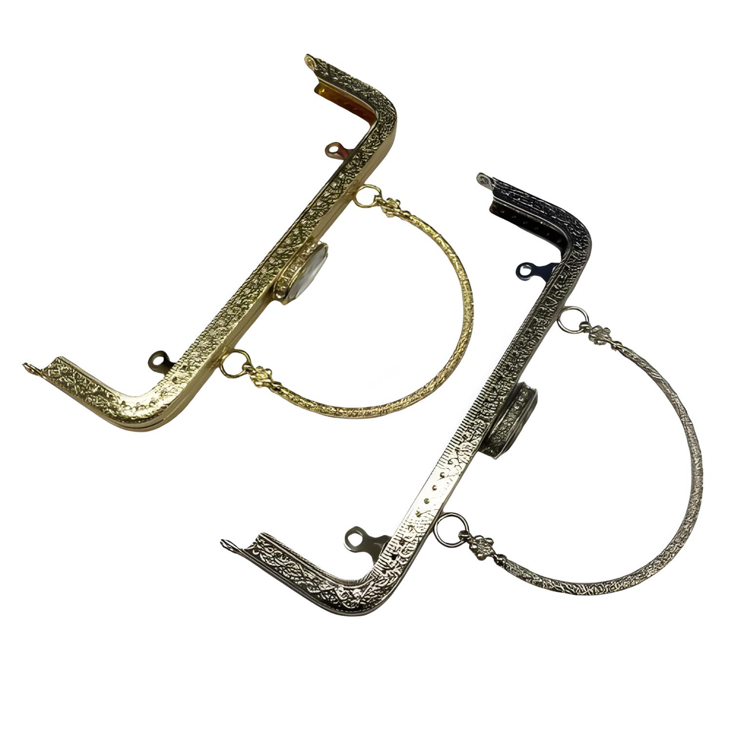 Kulplu Taşlı Metal Çanta Sapı Bursu 21 cm M5