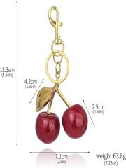 Elegant Kiraz Gold Charm Anahtarlık Çanta Aksesuarı