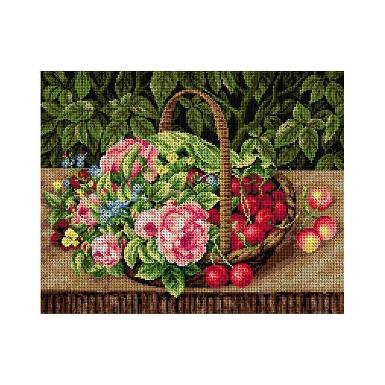 Orchidea Baskılı Goblen Sepette Meyve ve Çiçek 2263 40*50 cm