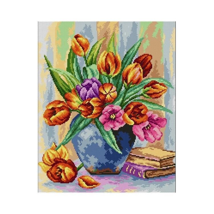 Orchidea Baskılı Goblen Vazoda Lale 2430 40*50 cm