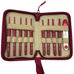 Elegant Red Çantalı Ergonomik Silikon Tığ Seti FW1