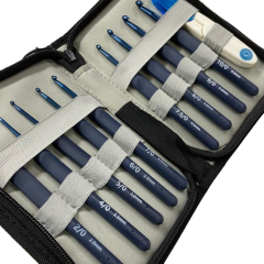 Elegant Blue Çantalı Ergonomik Silikon Tığ Seti FW3