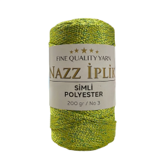 Nazz Simli Polyester Makrome El Örgü İpi 200 gr 32 Simli Yeşil