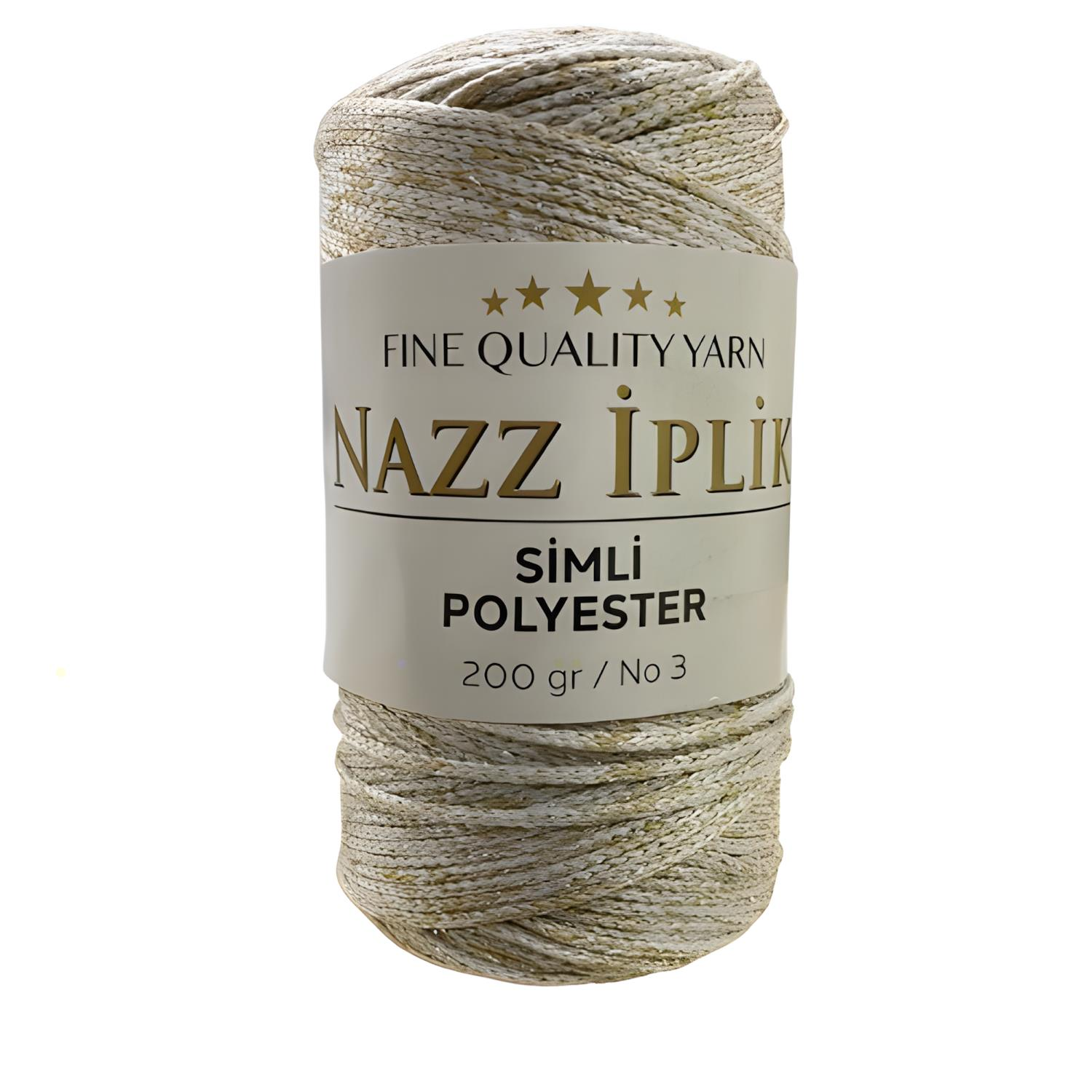 Nazz Simli Polyester Makrome El Örgü İpi 200 gr 35 Simli Pudra