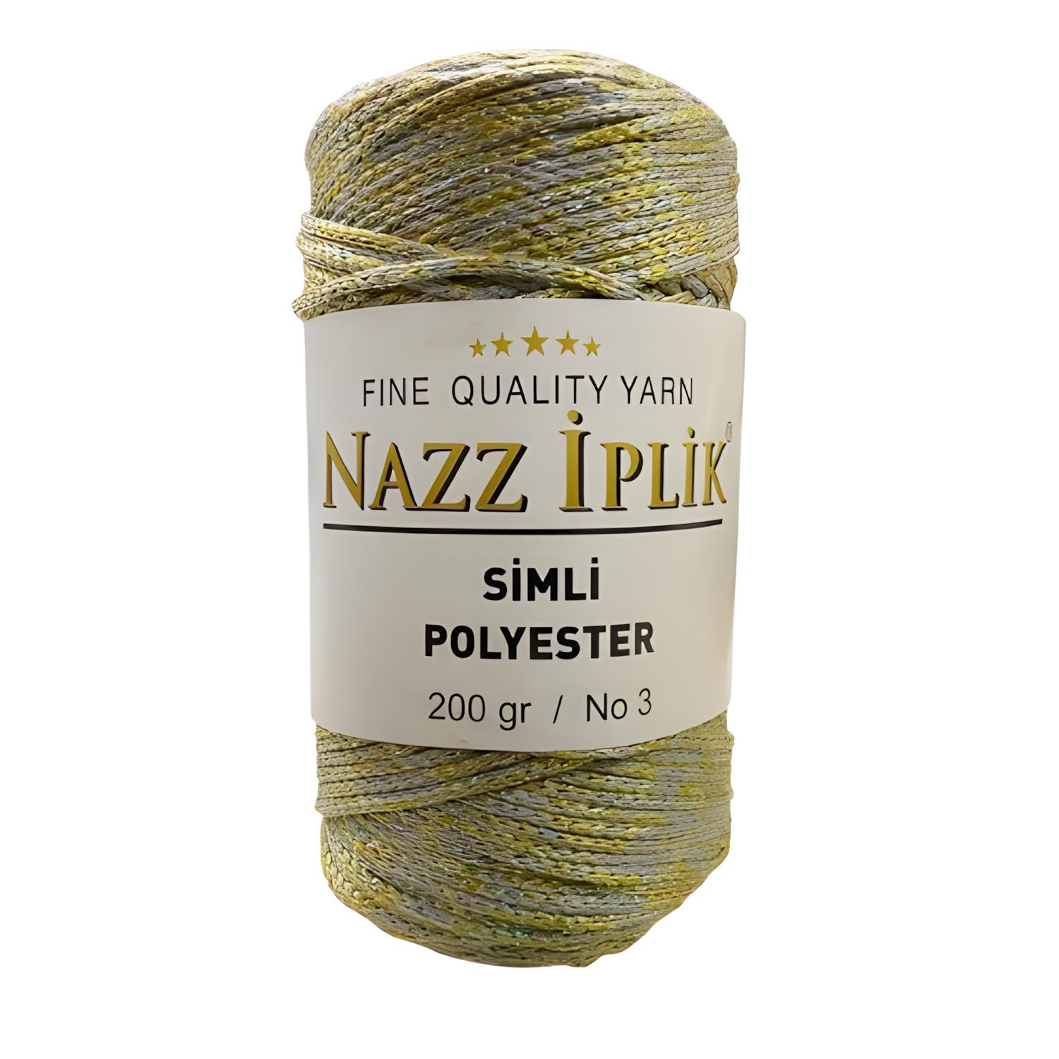 Nazz Simli Polyester Makrome El Örgü İpi 200 gr 42 Simli Zeytin