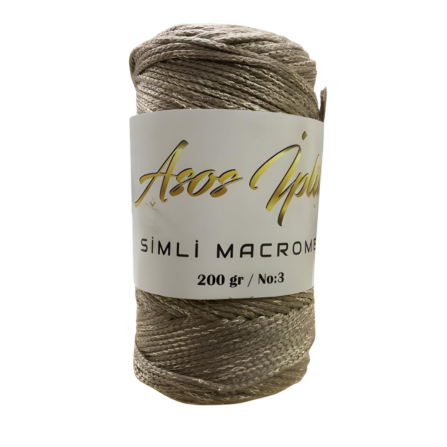 Nazz Simli Polyester Makrome El Örgü İpi 200 gr 43 Simli Kahve