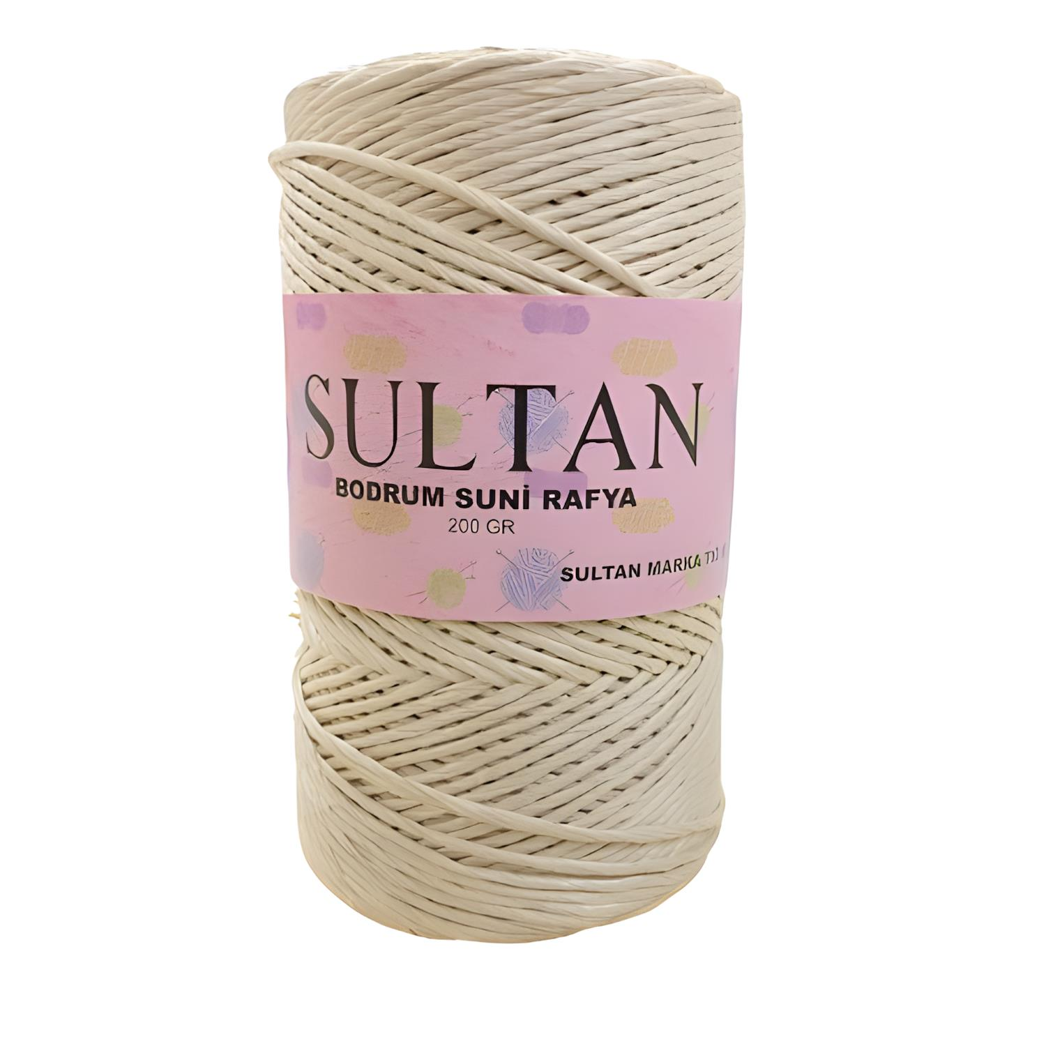 Sultan Bodrum Suni Raffia Rafya El Örgü İpi 200 gr 01 Açık Bej