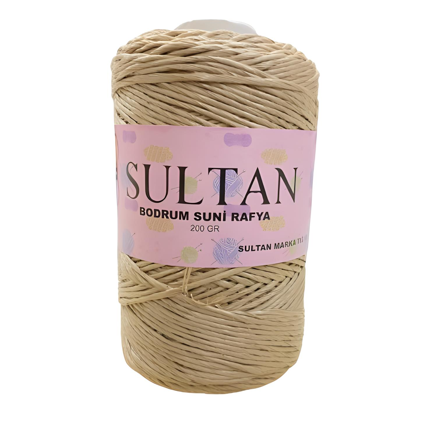 Sultan Bodrum Suni Raffia Rafya El Örgü İpi 200 gr 03 Koyu Bej