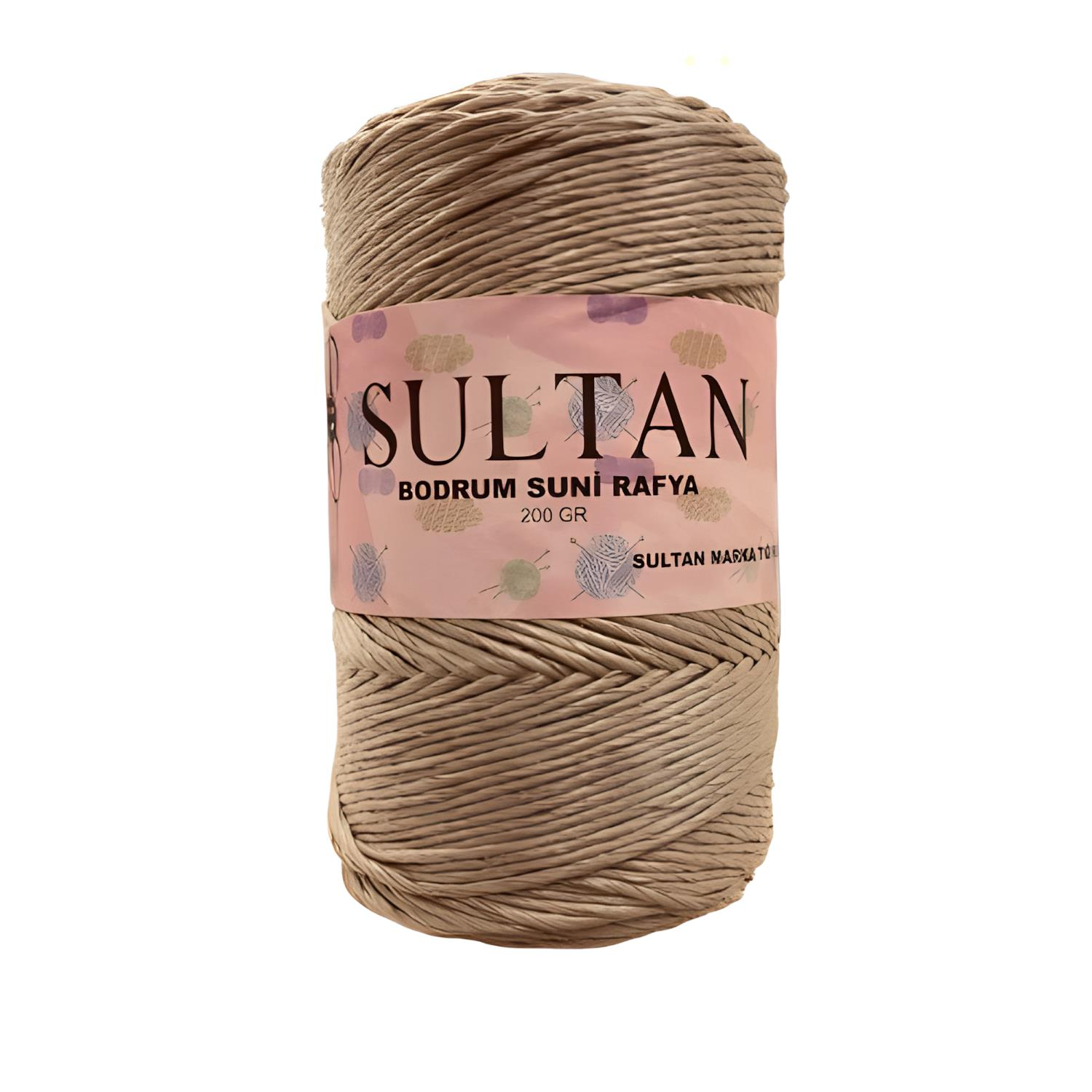 Sultan Bodrum Suni Raffia Rafya El Örgü İpi 200 gr 05 Sütlü Kahve