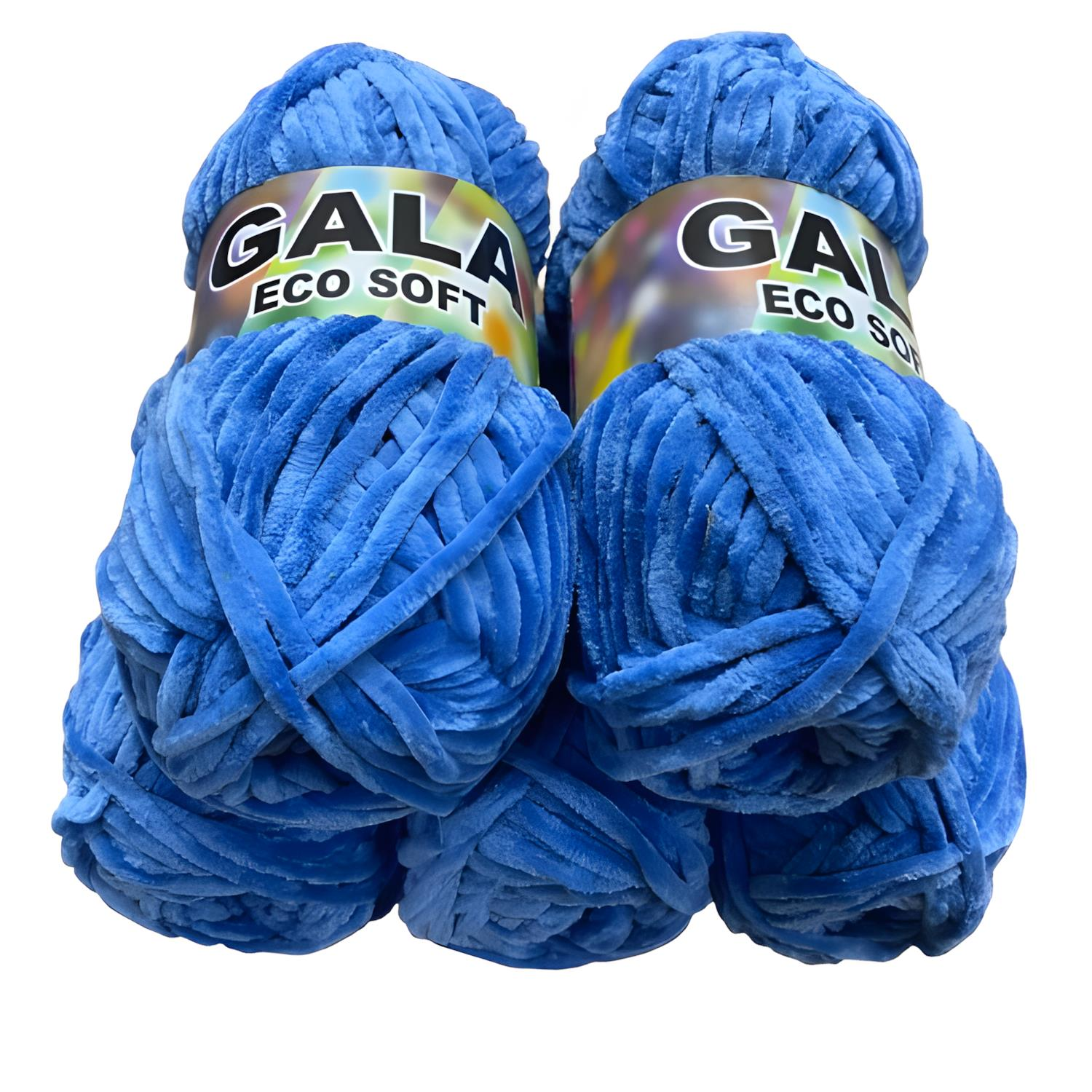 Gala Eco Soft Kadife Örgü İpi 5'li Set 500 gr 27 Mavi