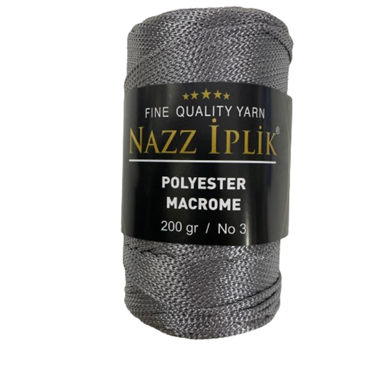 Nazz Polyester Makrome El Örgü İpi 200 gr 07 Gümüş Gri