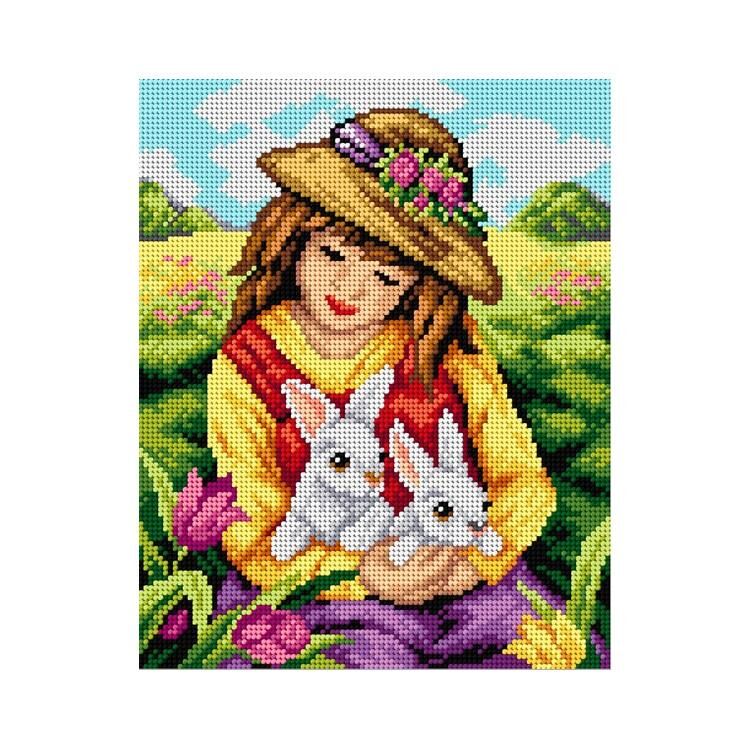 Orchidea Baskılı Goblen Kız ve Tavşanlar 2494 24*30 cm