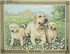 Seg Baskılı Goblen 929 217 Famille Labrador 45x60cm Tablo Pano