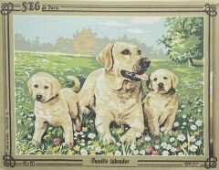 Seg Baskılı Goblen 929 217 Famille Labrador 45x60cm Tablo Pano