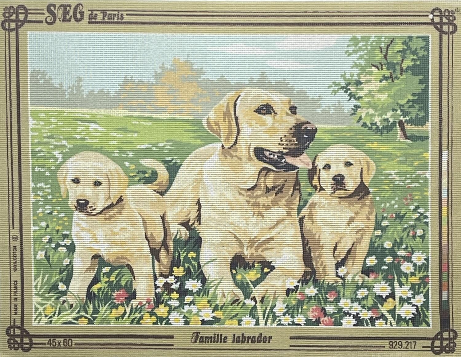 Seg Baskılı Goblen 929 217 Famille Labrador 45x60cm Tablo Pano Sadece Goblen Kumaşı SORUNSUZ
