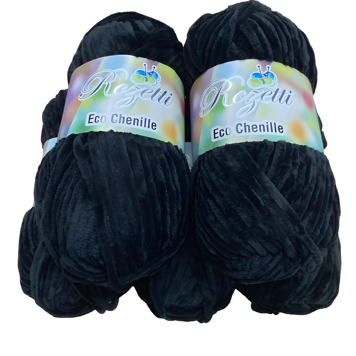 Rozetti Eco Chenille Kadife Örgü İpliği 5'li Set 500 gr Siyah
