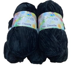 Rozetti Eco Chenille Kadife Örgü İpliği 5'li Set 500 gr Siyah