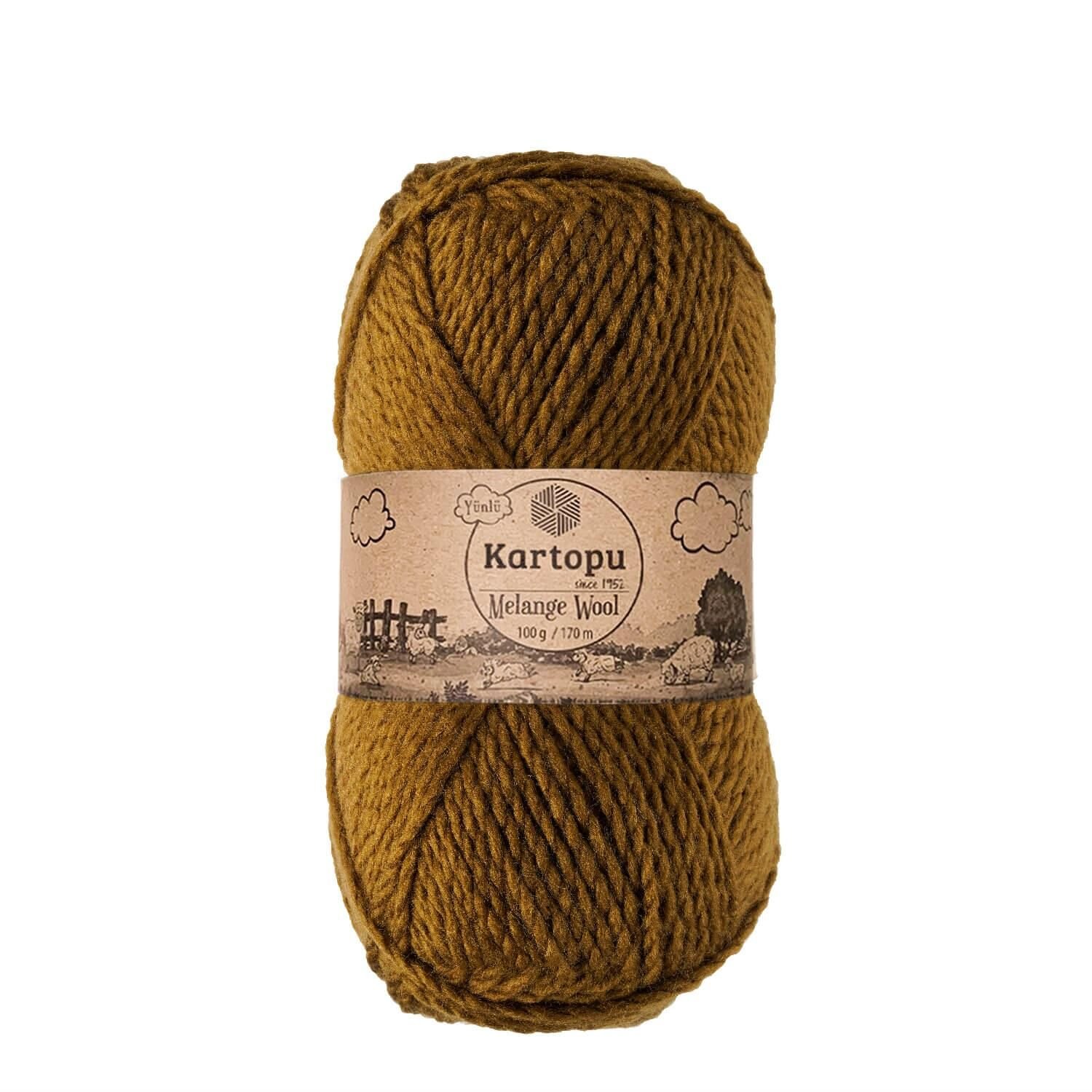 Kartopu Melange Wool El Örgü Yünü İpliği 100 gr K4001 Tütün