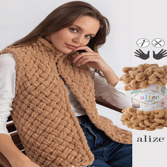 Alize Puffy El Örgü İpi İpliği Yünü 100 gr 87 KÖMÜR GRİ