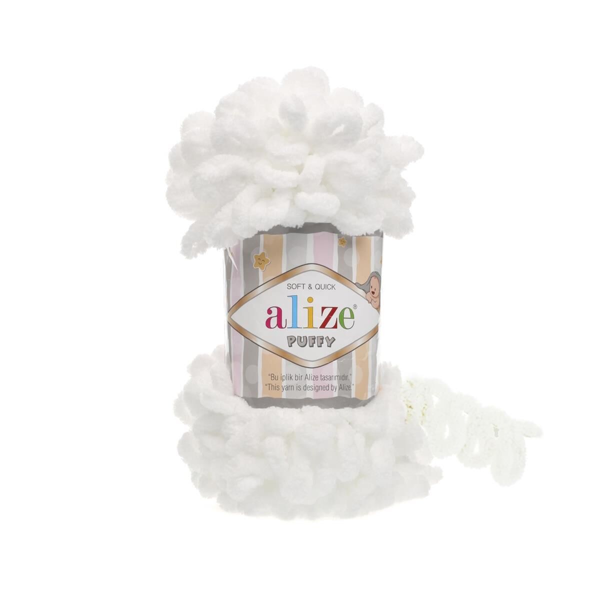 Alize Puffy El Örgü İpi İpliği Yünü 100 gr 55 BEYAZ