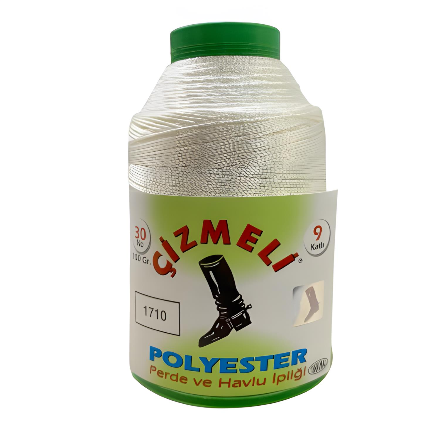 Çizmeli Polyester Perde ve Havlu İpliği No:30 100 gr 1710 Kırık Beyaz