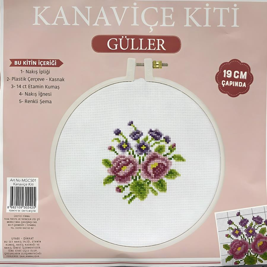 Tuva Kanaviçe Etamin Kiti Güller 19 cm MGCS01X