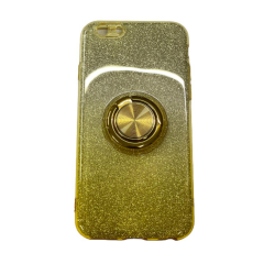 Iphone 6 Kılıf Simli Yüzüklü Silikon Stand Kılıf Mor