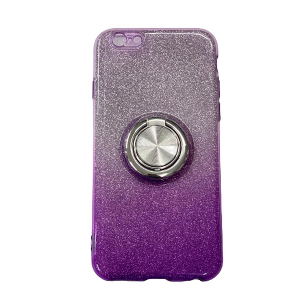 Iphone 6 Kılıf Simli Yüzüklü Silikon Stand Kılıf Mor