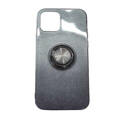 Iphone 12 ve 12 Pro Kılıf Simli Yüzüklü Silikon Stand Kılıf