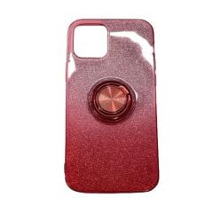 Iphone 12 ve 12 Pro Kılıf Simli Yüzüklü Silikon Stand Kılıf Siyah