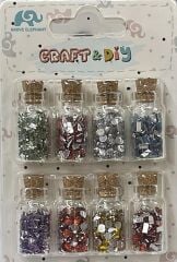 Boncuk Pul Toz Sim (8 adet) - Mantar Tıpalı Minik Cam Şişeli s5075