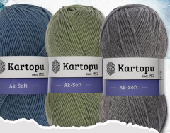 Kartopu Ak-Soft El Örgü İpliği 100 gr K644 Mavi Gri