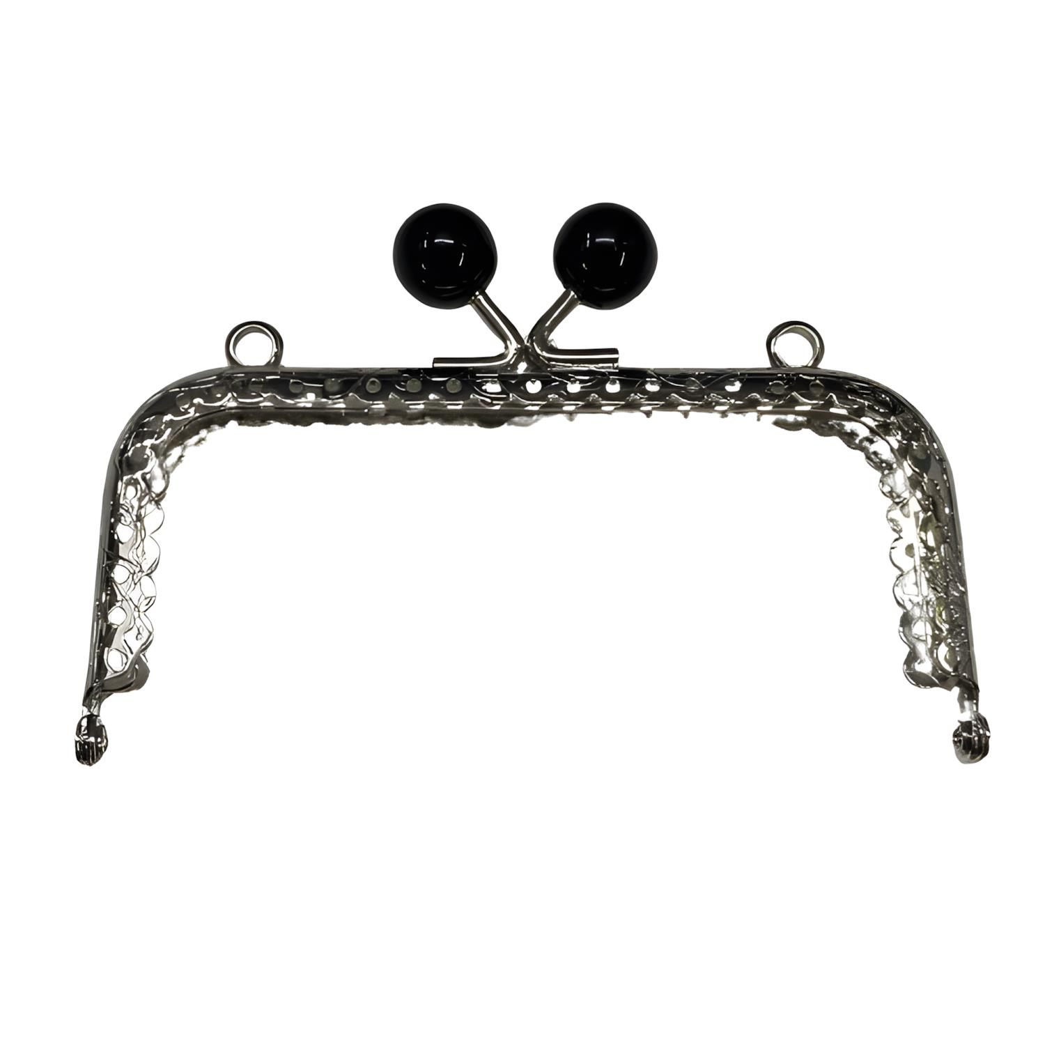 Metal Boncuklu Çanta Cüzdan Sapı Bursu 10.5 cm X15 Siyah