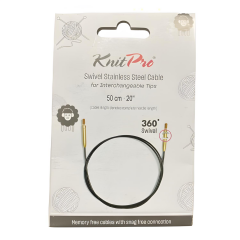 KnitPro Paslanmaz Çelik Döner Misina Kabloları 360° Siyah Altın 1057X 100 cm