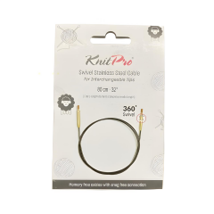 KnitPro Paslanmaz Çelik Döner Misina Kabloları 360° Siyah Altın 1057X 100 cm