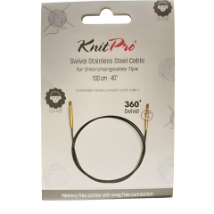 KnitPro Paslanmaz Çelik Döner Misina Kabloları 360° Siyah Altın 1057X 60 cm