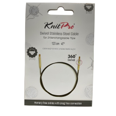 KnitPro Paslanmaz Çelik Döner Misina Kabloları 360° Siyah Altın 1057X 100 cm