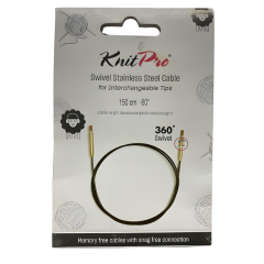 KnitPro Paslanmaz Çelik Döner Misina Kabloları 360° Siyah Altın 1057X 100 cm