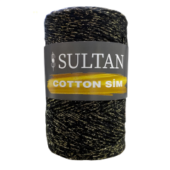 Sultan Pamuk Koton Cotton Sim Makrome İpi 250 gr 2032 Siyah Gold