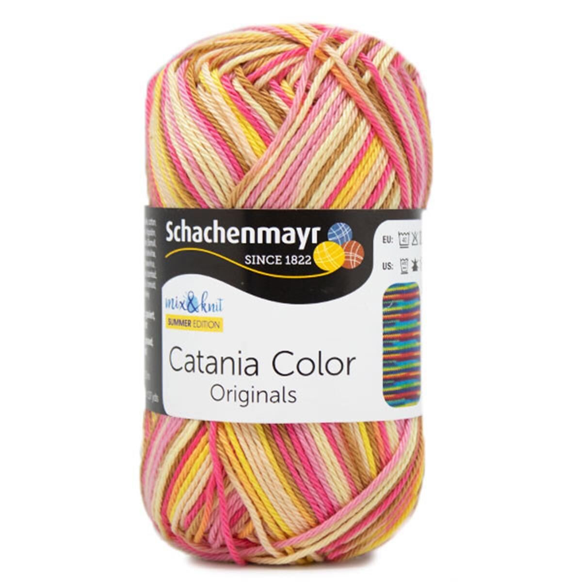 Schachenmayr Catania Color Ebruli Pamuk Amigurumi El Örgü İpi İpliği Yünü C214 Sarı - Pembe
