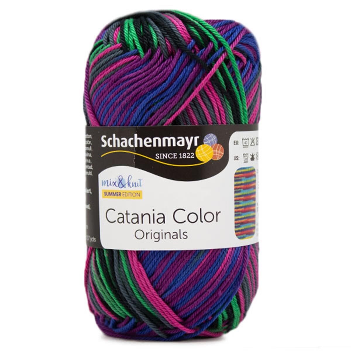 Schachenmayr Catania Color Ebruli Pamuk Amigurumi El Örgü İpi İpliği Yünü C215 Mor - Yeşil