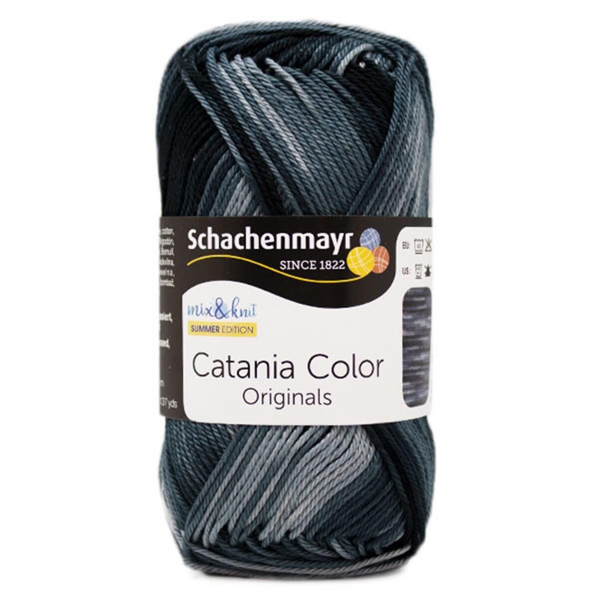 Schachenmayr Catania Color Ebruli Pamuk Amigurumi El Örgü İpi İpliği Yünü C229 Gri - Siyah