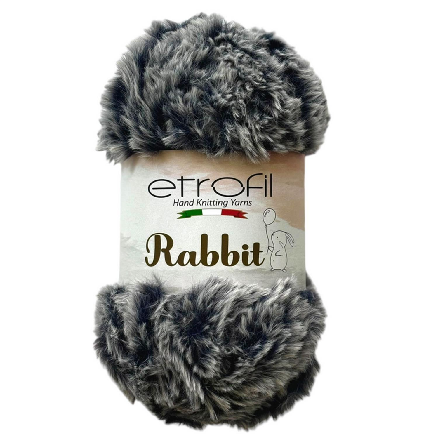 Etrofil Rabbit Kürk El Örgü İpi 100gr 70907 Gri Siyah