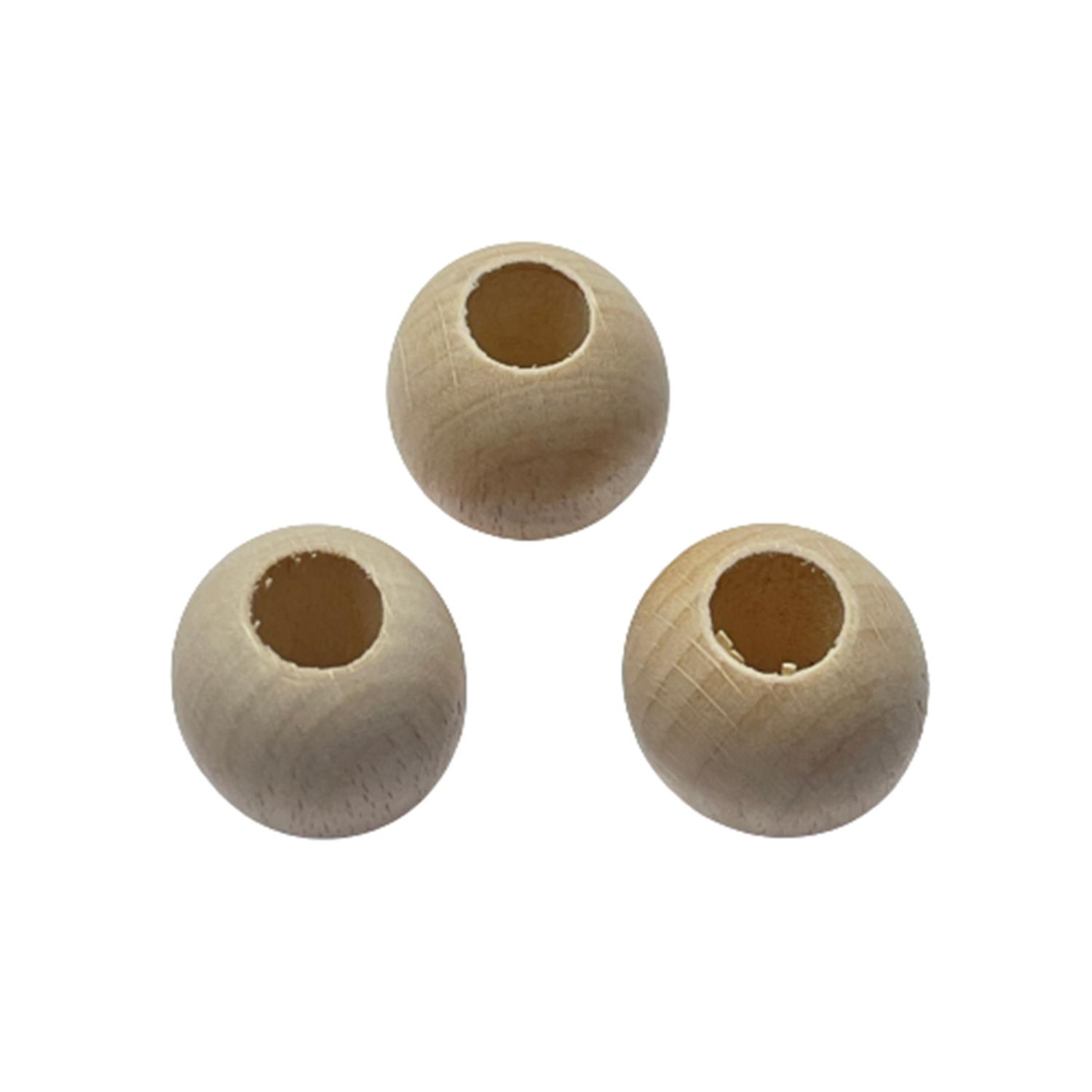 Ahşap Boncuk Yuvarlak Top bncah01 22 mm - 3 adet
