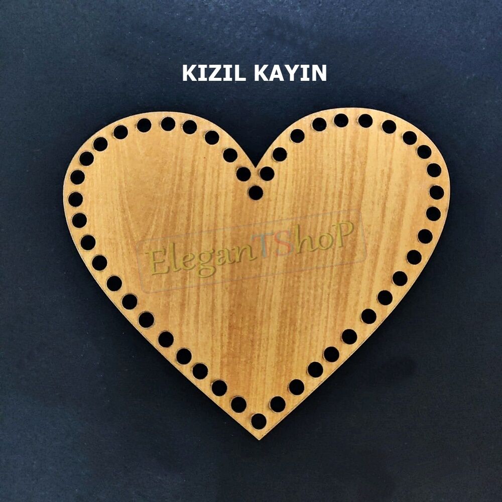 Ahşap Kalp Çanta Kenarı, Yanı, Altı