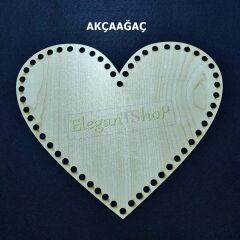 Ahşap Kalp Çanta Kenarı, Yanı, Altı