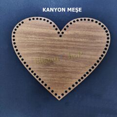 Ahşap Kalp Çanta Kenarı, Yanı, Altı
