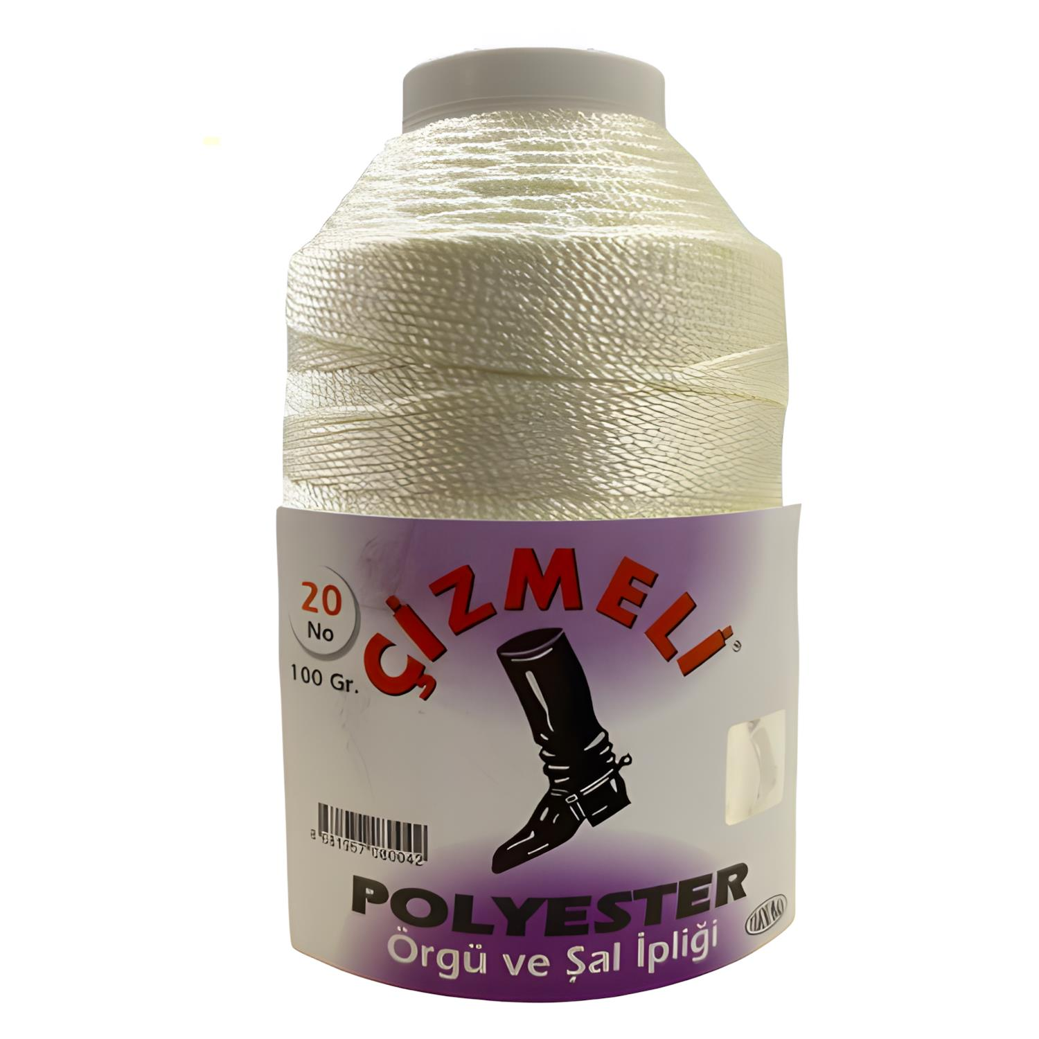 Çizmeli Polyester Örgü ve Şal İpliği No:20 100 gr 1711 Krem